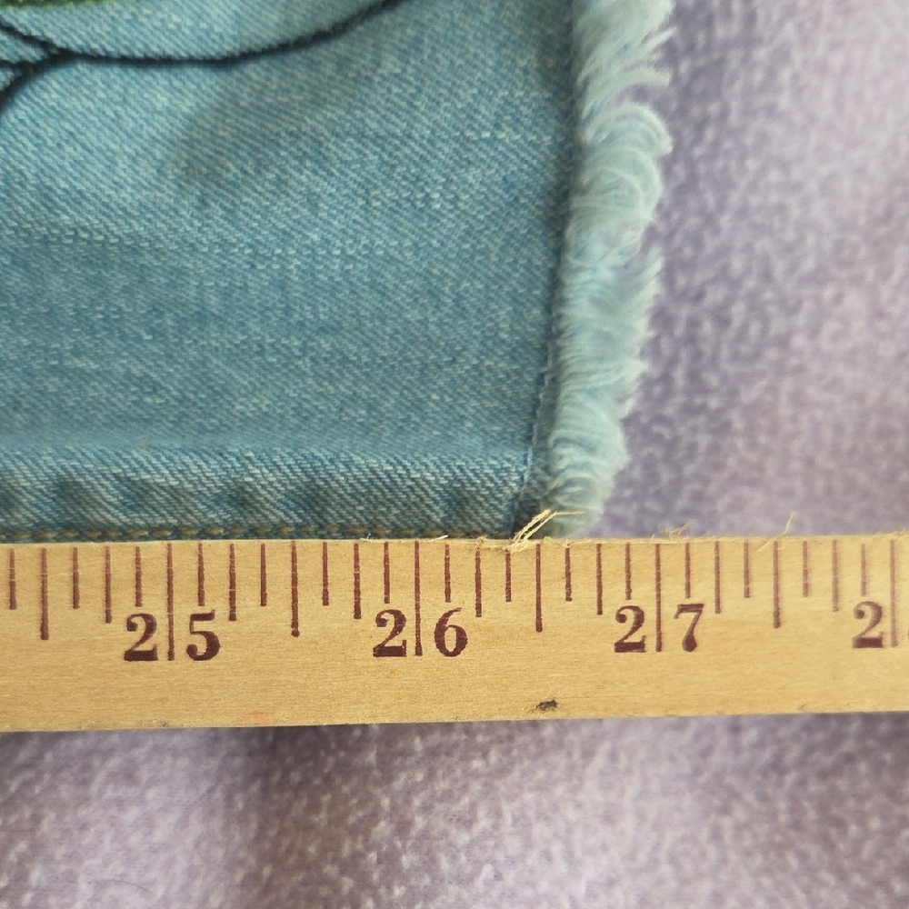 Embroidered Ankle Crop Jeans - Light Teal Green - Picture 8 of 8